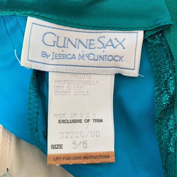 Vintage Gunne Sax Jessica McClintock fit & flare emerald green lace prom dress - Picture 7 of 12